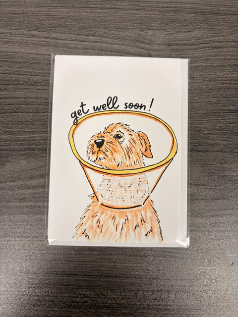 Dog in Cone - Get Well Card