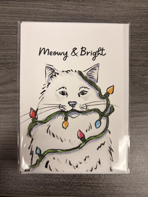 Meowy & Bright Cat Pun Christmas Card