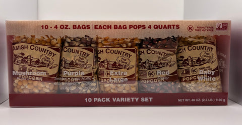 10 Pack Variety Set of Amish Country Popcorn
