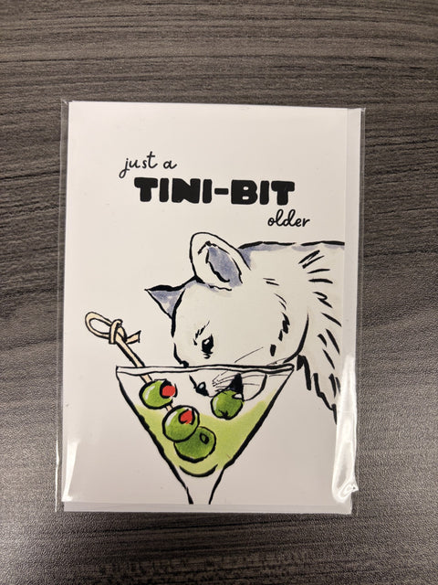Martini Cat- Drink Pun Cat lover Birthday Card