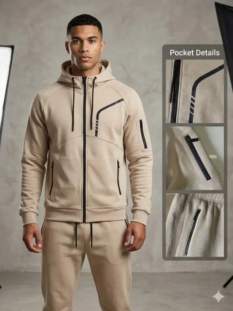 Beige 2 Piece Hoodie Set