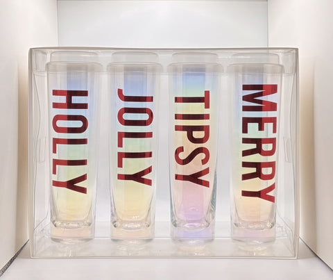 Christmas Champagne Flat Glasses 8oz